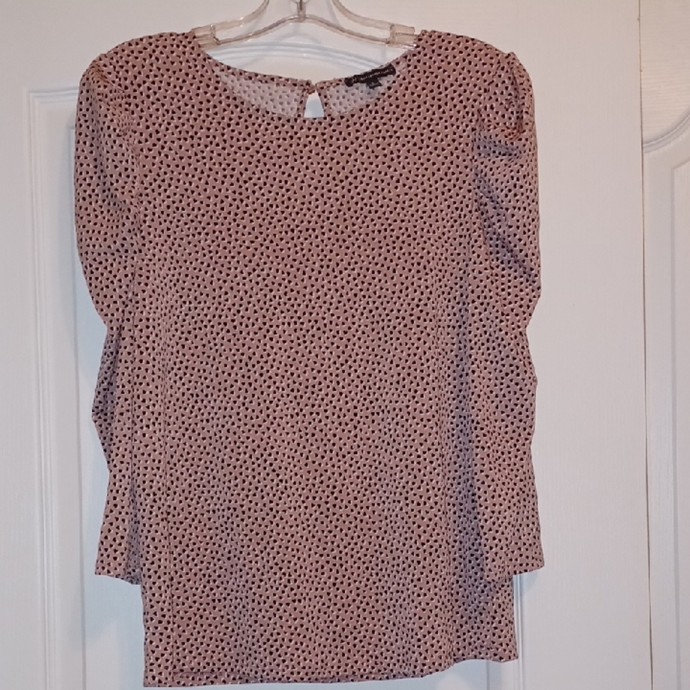 Adrianna Papell Heart Print Blouse in Pink and Black
